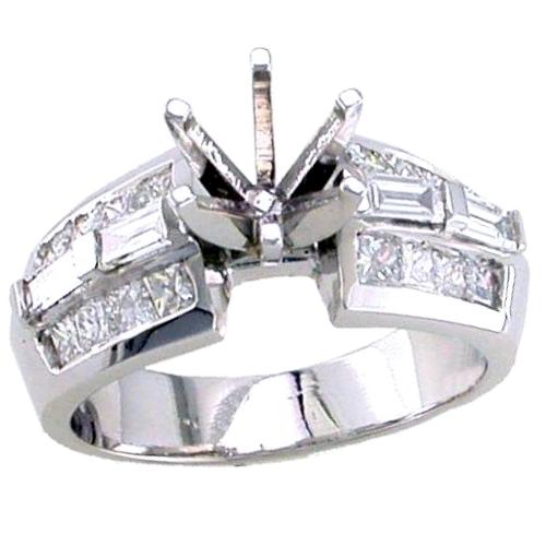 Channel Set Princess Cut/Baguette Diamond Engagement Ring semi M