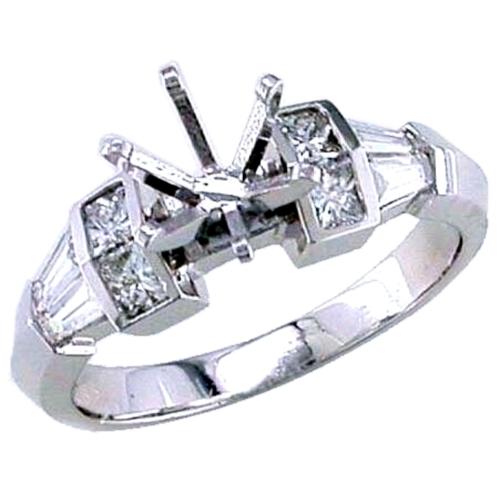 Channel Set Princess Cut/Baguette Diamond Engagement Ring Semi M