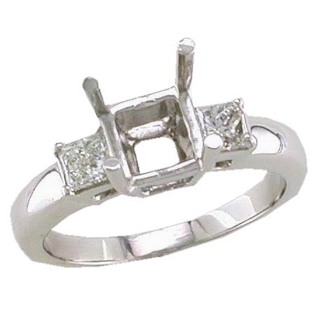 Prong Set Princess Cut Diamond Engagement Ring Semi Mount