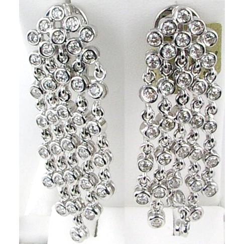 Bezel Set Multi Strand Dangling Diamond Earrings