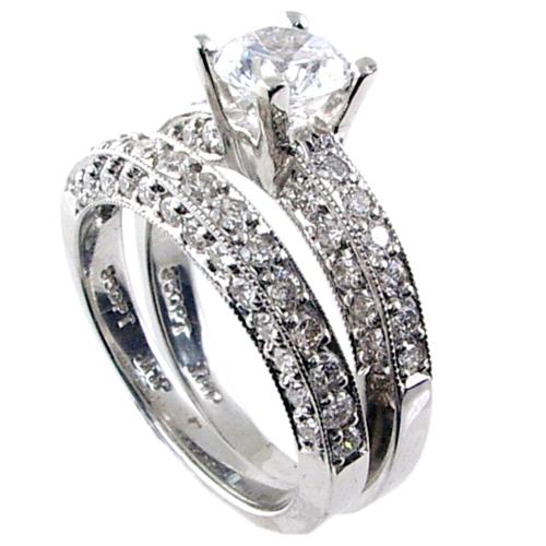 Pave Set Round Diamond Bridal Set (Semi Mount)