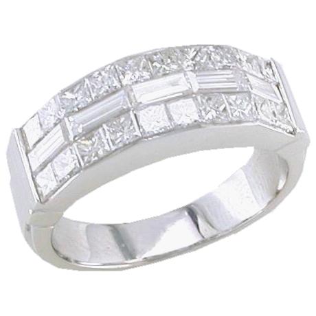 Invisible Set Princess Cut, Baguette Diamond Wedding Band