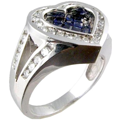 Diamond Sapphire Heart Ring