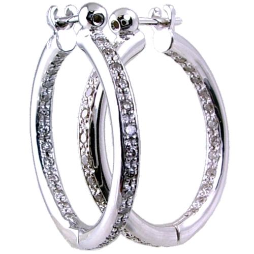 Inside/Out Pave Set Diamond Hoop Earrings