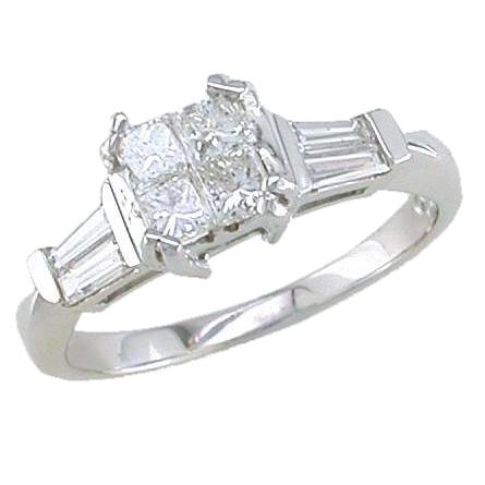 Channel Set Baguette with Invisible Set Princess Cut Cluster Cen
