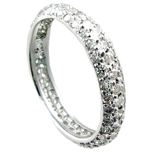 Three Row Pave Set Diamond Eternity Ring
