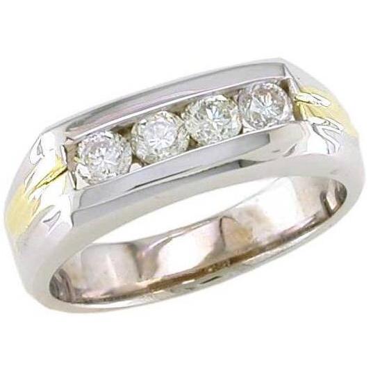 Mens Channel Set Round Diamond Ring