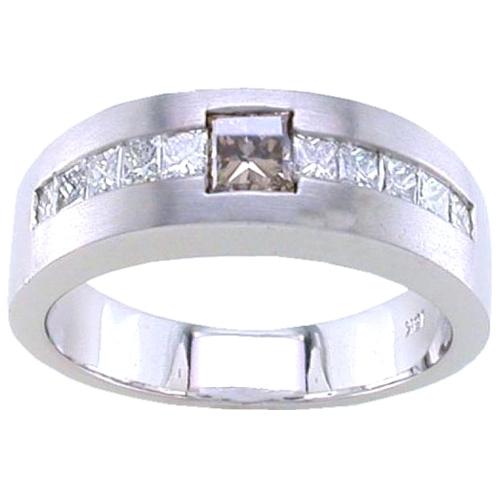 Mens Channel Set Princess Cut Diamond Ring With Princess Cut Cen
