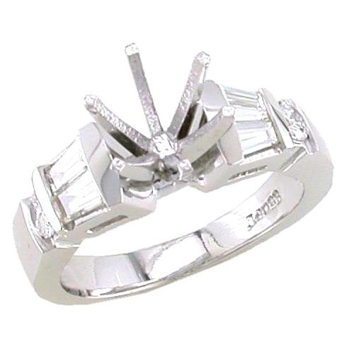 Channel Set Baguette/Round Diamond Engagement Ring Semi Mount