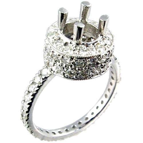 Pave Set Diamond Engagement Ring Semi Mount
