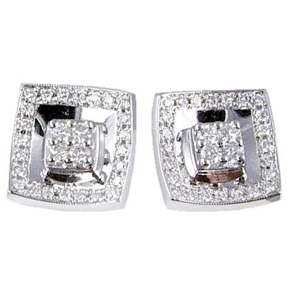Pave Set Diamond Post Earrings