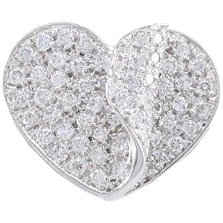 Pave Set Diamond Heart Pendant (Leaf Style)