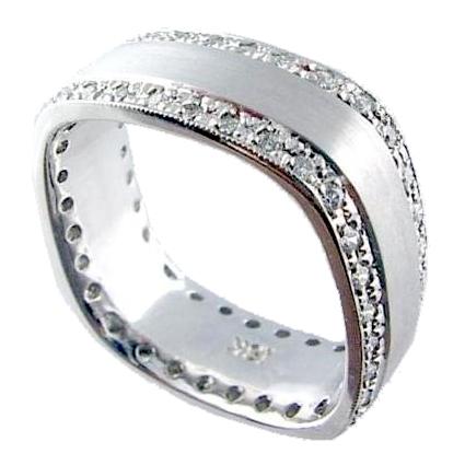 Pave Set Round Diamond Square Shaped Eternity Ring
