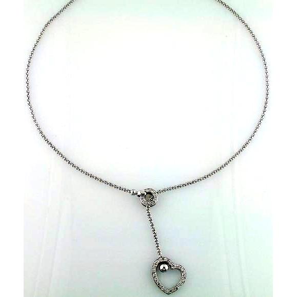 Pave Set Diamond Adjustable Heart Necklace