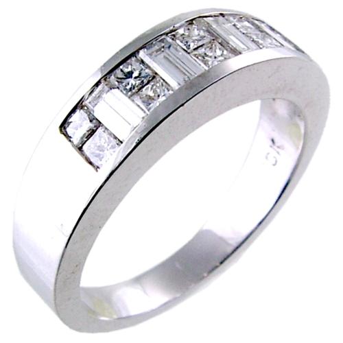 Invisibe Set Princess Cut, Channel Set Baguette Wedding Ring
