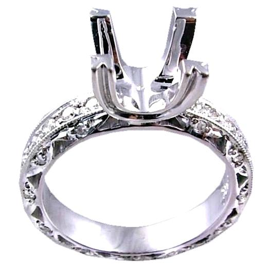 Pave Set Diamond Engagement Ring Semi Mount