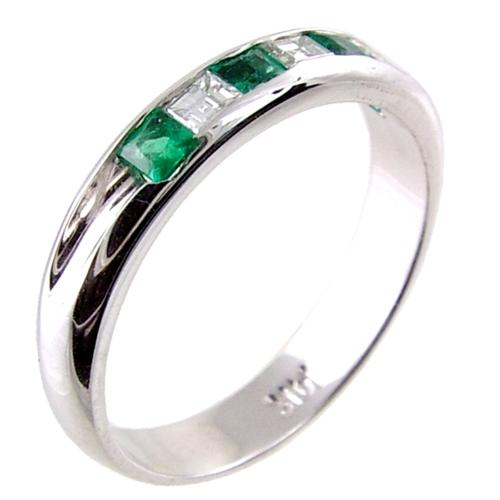 Channel Set Square Baguette Diamond, Princess Cut Emerald Weddin