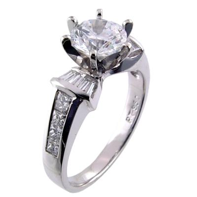 Channel Set Princess Cut/Baguette Diamond Engagement Ring Semi M