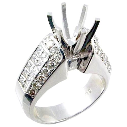 Invisible Set Princess Cut, Pave Set Diamond Engagement Ring Sem