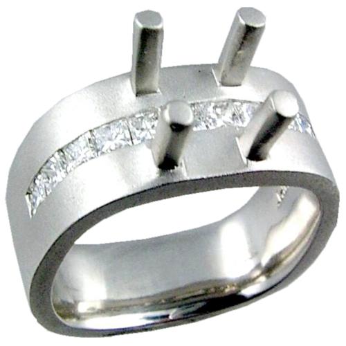 Square Shaped Channel Set Princess Cut Diamond Engagement Ring S