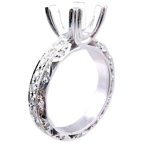 Eternity Style Pave Set Diamond Engagement Ring Semi Mount