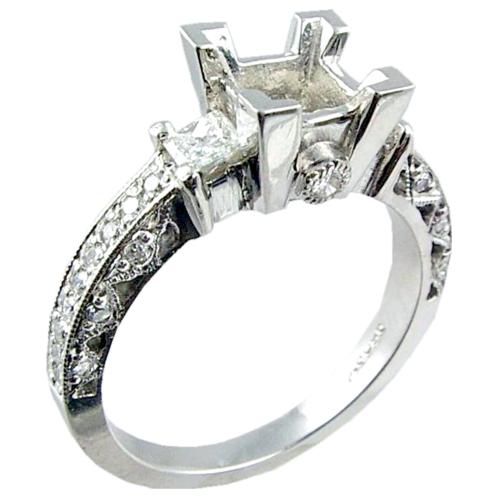Prong Set Princess Cut, Bezel Set Round Diamond Pave Set Engagem