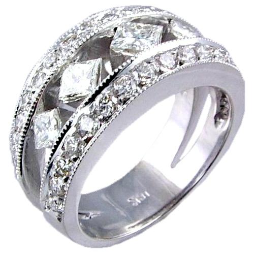 Channel Set Princess Cut Diamond, Pave Set Wedding Ring