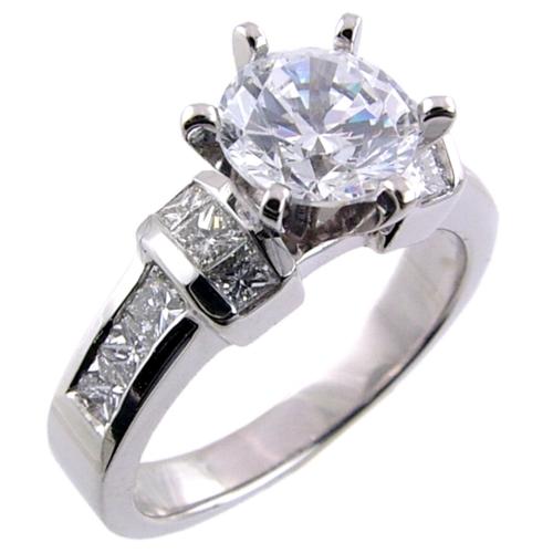 Channel Set Princess Cut Diamond Engagement Ring Semi Mount