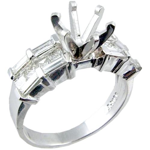 Channel Set Baguette, Princess Cut Diamond Engagement Ring Semi Channel Set Baguette, Princess Cut Diamond Engagement Ring Semi