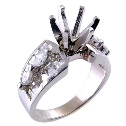 Prong Set Marquise, Channel Set Baguette Diamond Engagement Ring