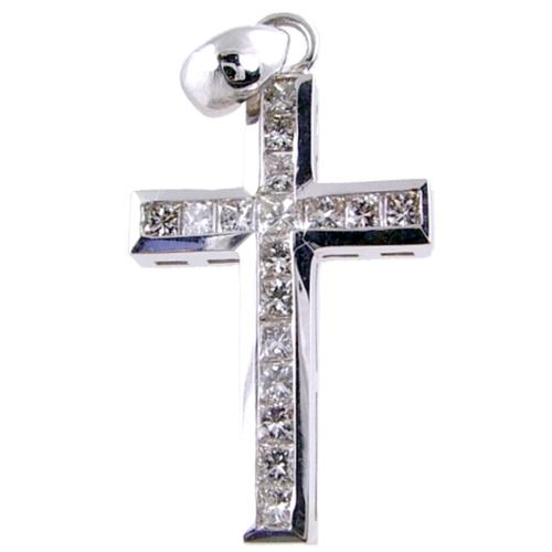 Channel Set Princess Cut Diamond Cross