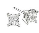 Princess Cut Shape Diamond Stud Earrings 1 Ct. TW H-I/SI2-SI3 EG