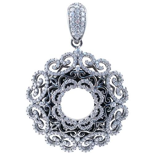 Pave Set Antique Design Circular Pendant