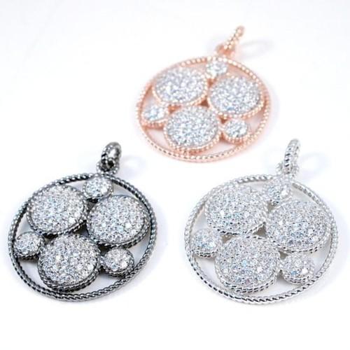 Pave Set Modern Circular Pendant