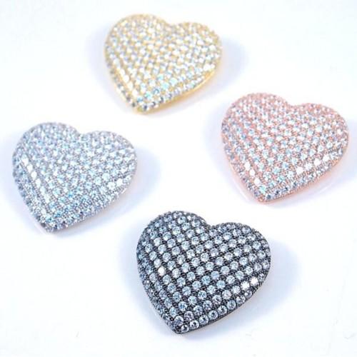 Pave Set Puffed Heart Pendant