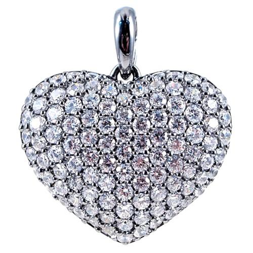 Pave Set Puffed Heart Pendant