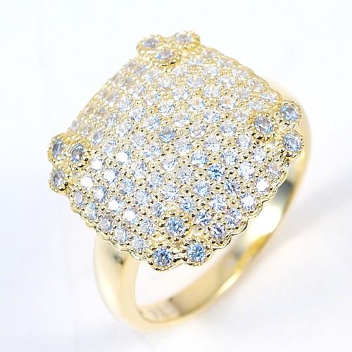 Square Shaped Pave Set Ring