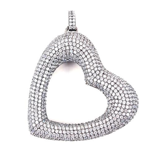 Pave Set Puffed Heart Pendant