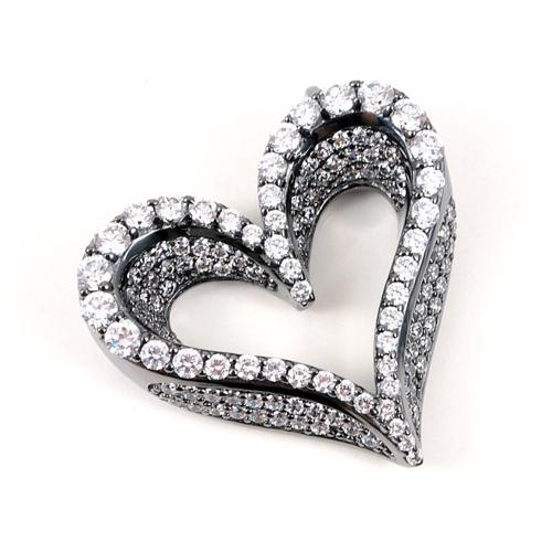 3D Pave Set Heart Pendant