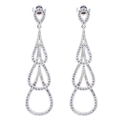 Dangling Pave Set Tear Drop Earrings