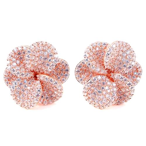 Pave Set Flower Earrings