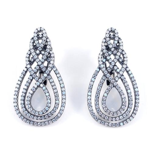 Pave Set Earrings with Omegas Back