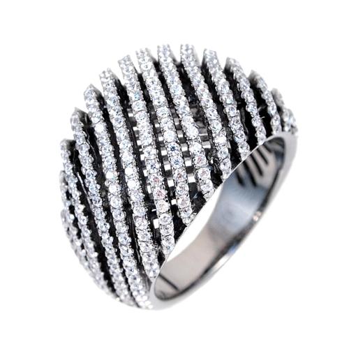 Striped Pave Ring