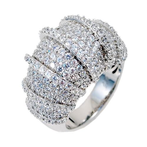 Domed Pave Ring with stripes
