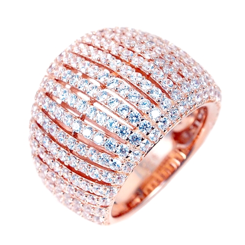 Micro Pave 24 Vertical Rows Dome Ring