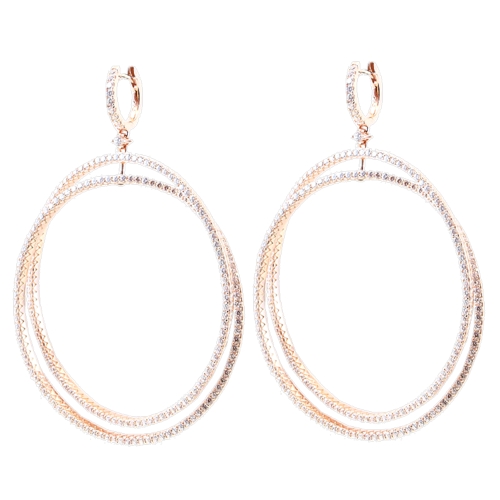 Double Circle Micro Pave Dangling Earrings