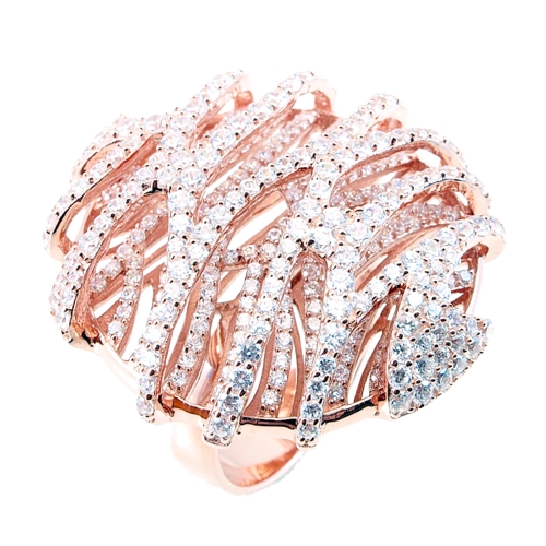 Micro Pave Two Level Circular Ring
