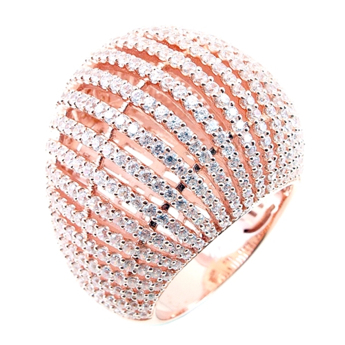 Micro Pave 22 Vertical Rows Dome Ring