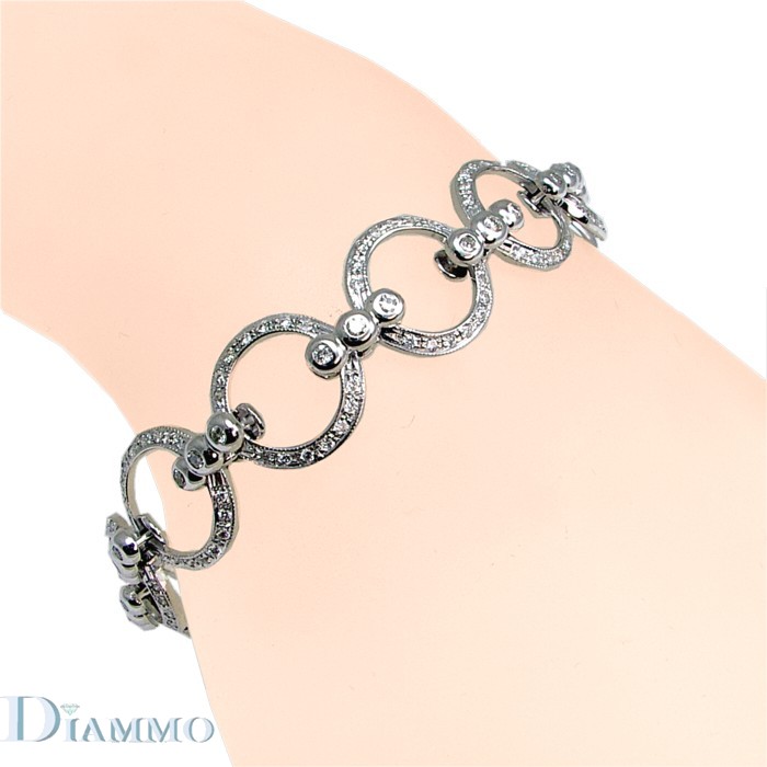 Pave Set Diamond Round Links Fashion Bracelet