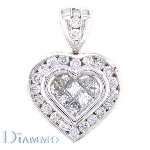 Channel/Invisible Set Diamond Heart Pendant